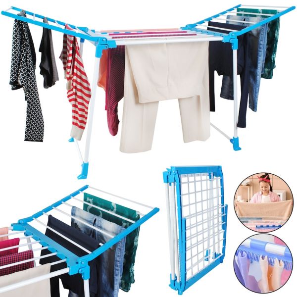 Підлогова розкладна сушарка для білизни Clothes Dryer HP227 Blue 172х60х87 см посилена складна сушка для речей, вішалка для одягу до 15 кг Синя