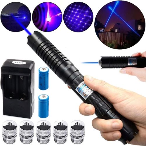 Лазерная указка Laser Blue YX-B008 10000mW синий лазер со сменными насадками до 50 км, астрономический лазерный целеуказатель на аккумуляторе B008