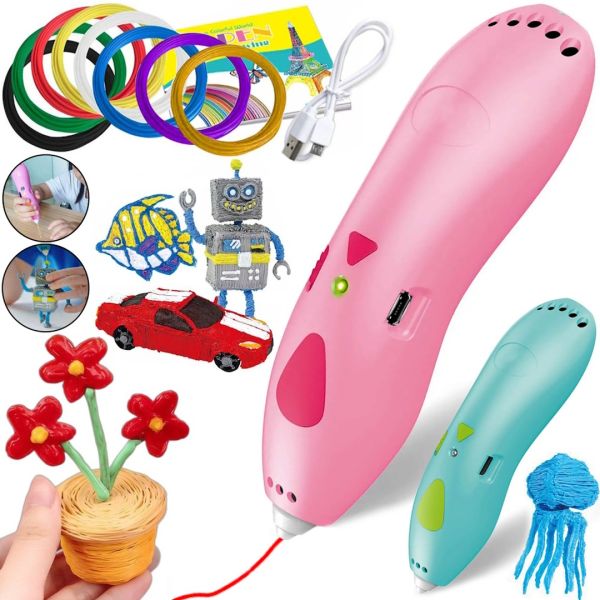 Акумуляторна ручка з трафаретами 3D Painting Pen K9901 500 mAh бездротова низькотемпературна 3Д ручка для об'ємного малювання моделей пластиком
