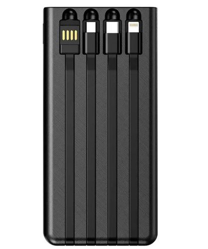 Зарядное устройство Power bank YM-485 Solar 10000 mAh c набором кабелей 4в1 Внешний аккумулятор на солнечной батарее Type-C MicroUSB Lightning
