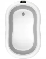 Складная детская ванна для купания Smart Babyhood BH-334G раскладная ванночка для младенцев с LED термометром, подушкой и ручкой для душа Серая