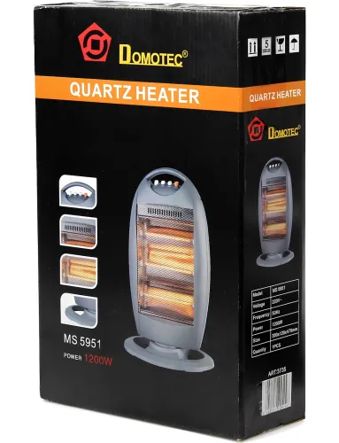 Підлоговий інфрачервоний галогенний обігрівач Domotec MS-5951 1200W 3 режими потужності, настільний кварцовий електрообігрівач від мережі 1200 Вт