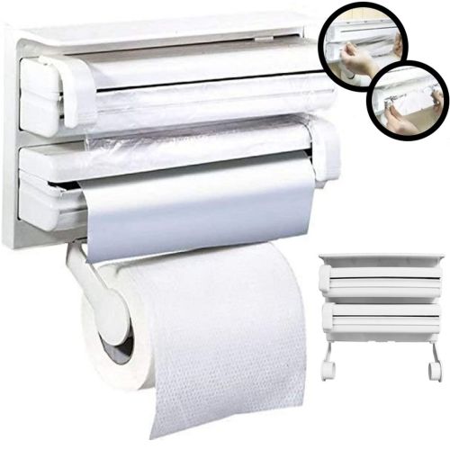 Кухонный тройной держатель Triple Paper Dispenser 3 в 1 для бумажных полотенец пищевой пленки и фольги Диспенсер органайзер Kitchen Roll (MA-53-20)