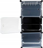 Складной шкаф органайзер для обуви Storage Cube Cabinet D1-3 42х32х95см пластиковая тумба с дверцами на 3 секции и 6 полочек для одежды Черная