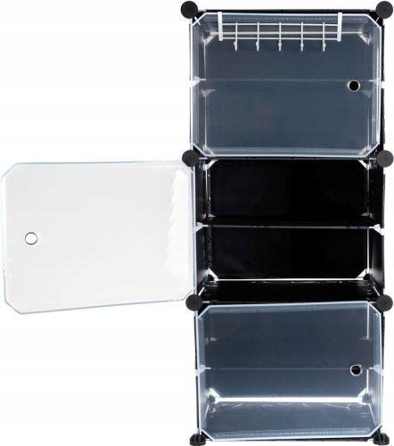 Складной шкаф органайзер для обуви Storage Cube Cabinet D1-3 42х32х95см пластиковая тумба с дверцами на 3 секции и 6 полочек для одежды Черная