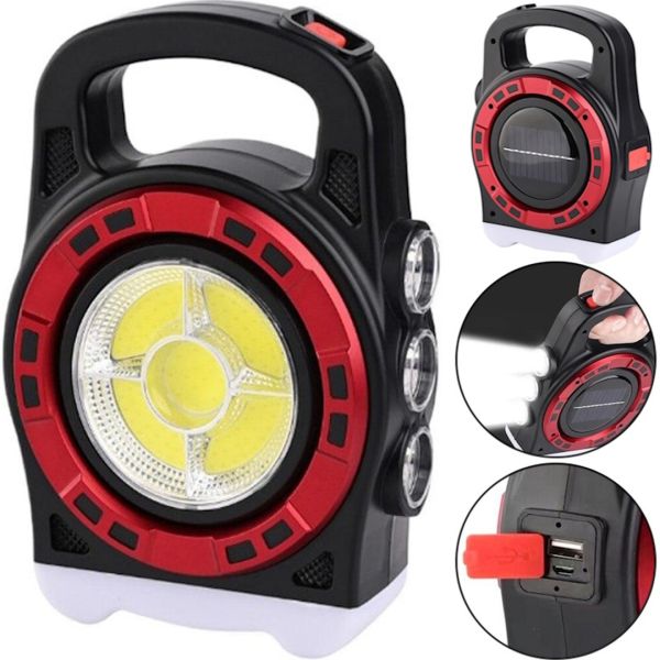 Переносний кемпінговий ліхтар Hurry Bolt HB-6678 20W з сонячною панеллю і функцією павербанка, акумуляторний LED прожектор лампа з Powerbank