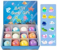 Подарунковий набір бомбочок Bath Bomb Gift (12 штук) для ванни з іграшкою-сюрпризом, дитячі спа-бомбочки «Морські мешканці» для ванни з іграшками