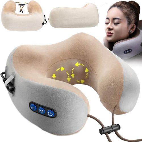 Бездротова масажна подушка Gelius Smart Pillow Massager GP-PM001 для зняття втоми і напруги шиї з підігрівом і вібрацією на акумуляторі
