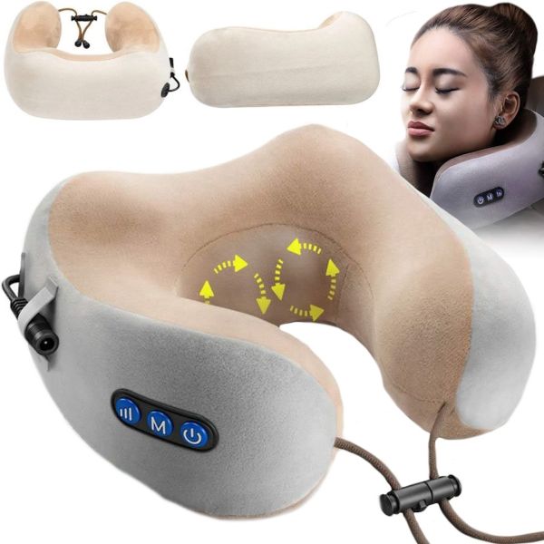 Бездротова масажна подушка Gelius Smart Pillow Massager GP-PM001 для зняття втоми і напруги шиї з підігрівом і вібрацією на акумуляторі