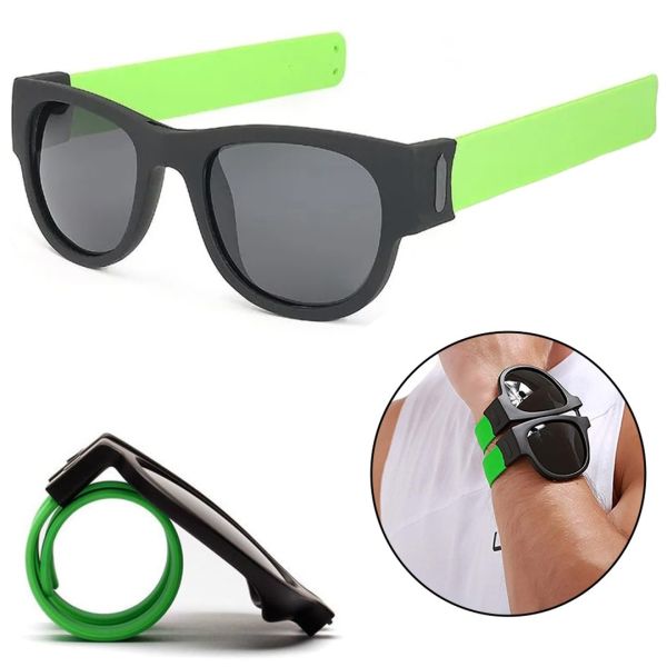 Гнучкі сонцезахисні окуляри браслет Clix Out Sunglasses для чоловіків і жінок, спортивні окуляри-браслет трансформер з гнучкими дужками, зелені