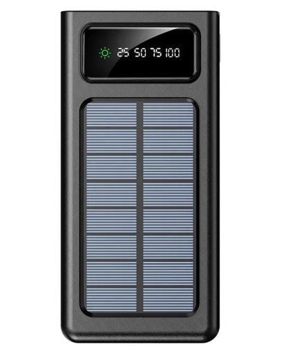 Зарядное устройство Power bank YM-485 Solar 10000 mAh c набором кабелей 4в1 Внешний аккумулятор на солнечной батарее Type-C MicroUSB Lightning