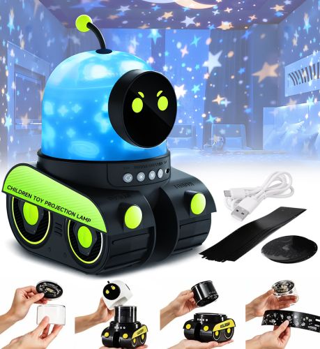 Аккумуляторный проектор звездного неба Droid WH-E03 светодиодный RGB LED ночник, робот дроид со сменными слайдами и Bluetooth колонкой 1200mAh