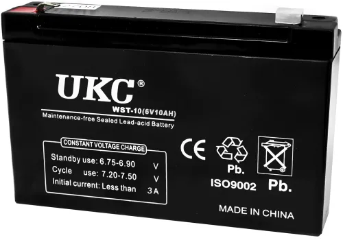 Акумуляторна батарея UKC 6V 10Ah WST-10 універсальний свинцево-кислотний акумулятор 6В 10Ач для торгового обладнання та іграшок