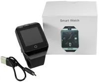 Розумний наручний смарт-годинник Smart Watch Q18 c камерою, диктофоном і фітнес трекером, акумуляторний Bluetooth годинник з пульсоміром Smartix Чорні