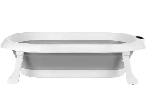 Складная детская ванна для купания Smart Babyhood BH-334G раскладная ванночка для младенцев с LED термометром, подушкой и ручкой для душа Серая