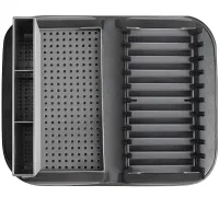 Настільна сушарка для посуду Scalable Drain Rack 0578 кухонний органайзер із піддоном і килимком із мікрофібри для зберігання та сушіння приладів Сірий