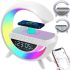 Настольная смарт лампа ночник 4 В 1 RGB BT-3401 аккумуляторный с беспроводной зарядкой 15W и Bluetooth колонкой, Световая звуковая колонка Белая