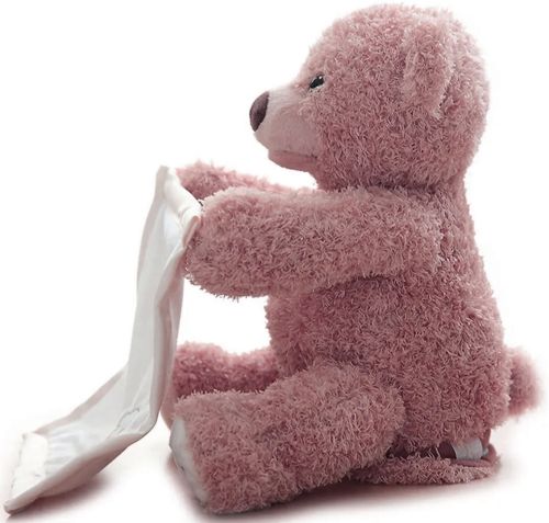 М'яка дитяча іграшка Peekaboo Bear Плюшевий ведмедик 33 см музичний інтерактивний грає в хованки говорить ведмідь від 6 місяців Пікабу Рожевий