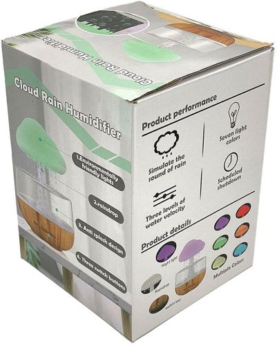 Акумуляторний зволожувач повітря нічник Гриб Cloud Rain Humidifier 300 мл настільний аромадифузор з ефектом дощу і RGB LED підсвічуванням USB