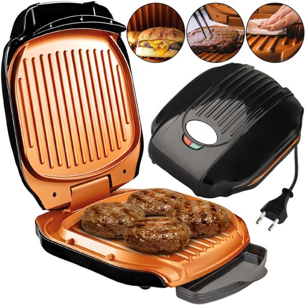 Електричний гриль Gotham Steel Electric Grill контактний притискної електрогриль для м'яса і овочів RAF R522 бутербродниця з антипригарним покриттям