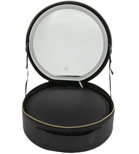 Органайзер для хранения косметики Niceland YB-032 с LED зеркалом и ручкой для переноски, дорожная водонепроницаемая косметичка, бьюти кейс Черный