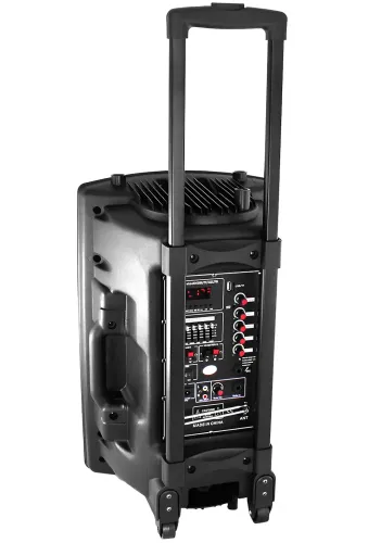 Акумуляторна колонка караоке Su-Kam BT-100D 500W USB AUX SD портативна акустична Bluetooth система з бездротовим мікрофоном 12V/220V Чорна
