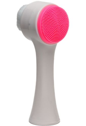 Силіконова щітка для чищення обличчя Dual Face Brush TC-300 2 в 1 двостороння щіточка для делікатного вмивання та очищення шкіри Joko Blend рожева