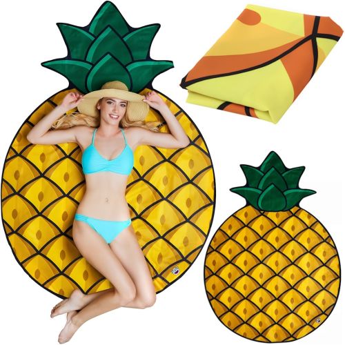 Пляжне 3D покривало Bigmouth Beach Blanket Pineapple YX008 безворсовий пляжний килимок 135х142 см підстилка для пікніка, рушник для пляжу Ананас