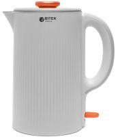 Електричний дисковий чайник Bitek BT-7848W на 2 л 1500W настільний кухонний електрочайник Бітек BT7848W з автовідключенням і поворотом на 360° Білий