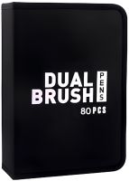 Набір акварельних маркерів-лінерів для малювання Dual Brush 80 шт комплект двосторонніх скетч маркерів кистей на водній основі в пеналі 80 кольорів