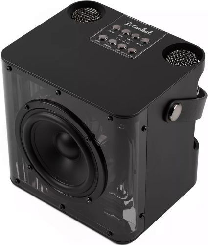 Аккумуляторная колонка караоке Peterhot A99 акустическая Bluetooth система с двумя беспроводными микрофонами и RGB цветомузыкой USB MicroSD CL-227