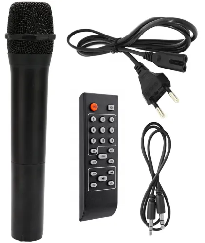 Акумуляторна колонка караоке Su-Kam BT-100D 500W USB AUX SD портативна акустична Bluetooth система з бездротовим мікрофоном 12V/220V Чорна