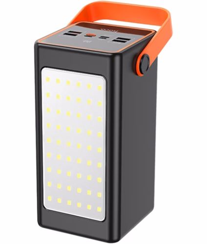 Портативний зарядний пристрій Power Bank HOCO J107 90000 mAh 22.5W з ліхтариком Зовнішній акумулятора повербанк Хоко 4USB 1TYPE-C для зарядки Чорний