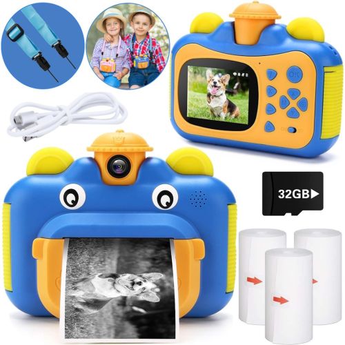 Дитячий фотоапарат з миттєвим друком фото Kids Print Camera Blue цифрова камера Полароїд на акумуляторі для дітей від 6 років 12МП 1080HD Блакитна