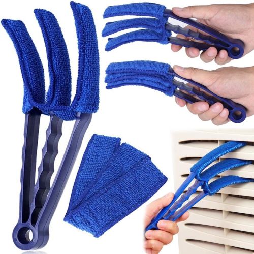 Щітка для віконних жалюзі Window Blind Cleaner Duster Brush потрійна щітка для прибирання та очищення і радіаторів від пилу з насадками з мікрофібри