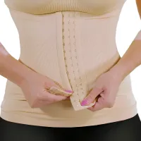 Жіноча коригувальна майка з корсетом Slim Comfy SC-1130 2 в 1 для корекції фігури, стягуюча білизна з поясом на гачках для жінок Бежеве