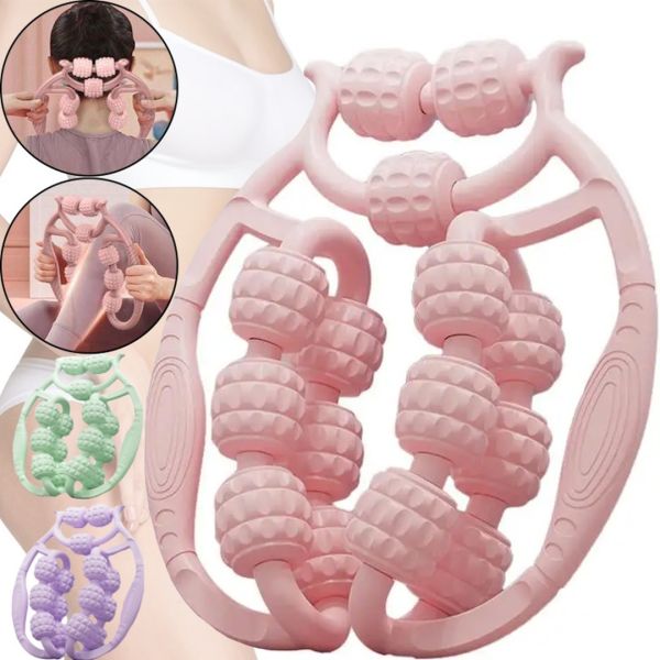 Кільцевий роликовий масажер Spirill Massager AND526 для глибокого масажу тканин і м'язів для шиї 15 коліс, антицелюлітний ручний ролик для тіла
