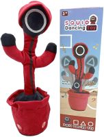 Розмовляючий танцюючий кактус гра в кальмара Dancing Squid Toy з підсвічуванням 32 см інтерактивна співоча дитяча іграшка повторюшка на акумуляторі