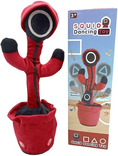 Розмовляючий танцюючий кактус гра в кальмара Dancing Squid Toy з підсвічуванням 32 см інтерактивна співоча дитяча іграшка повторюшка на акумуляторі