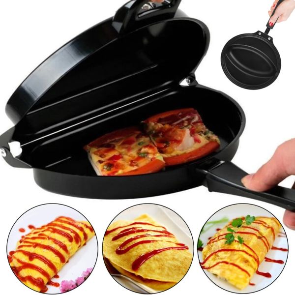 Подвійна сковорода для омлету Folding Omelette Pan 28 см складна антипригарна омлетница, двосторонній горизонтальний прилад для приготування яєць