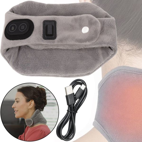 Масажер грілка для шиї з підігрівом Calm Heat massaging Neck вібромасажний зігріваючий шийний шарф бандаж для масажу, масажер-грілка від USB Сірий
