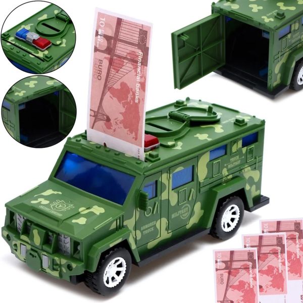 Дитяча скарбничка сейф Military car Safe Box YJ847 купюроприймач, банкомат, електронна Військова машинка для грошей з кодовим замком на батарейках