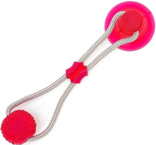 Іграшка канат для кішок і собак Dog Toy Rope жувальний гумовий масажний м'яч на мотузці з присоскою для чищення зубів домашніх тварин 38х10 см