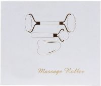 Великий нефритовий набір для обличчя Massage Roller 3 в 1 двосторонній ролер скребок гуаша, валик, комплект для ліфтингу шкіри їжачок гладкий скребок