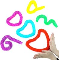 Іграшка антистрес для дітей Fidget Pop Tube набір ручних еластичних гофрованих труб 12 штук для розвитку сенсорної моторики поп туб від 3-х років