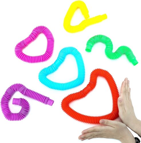 Іграшка антистрес для дітей Fidget Pop Tube набір ручних еластичних гофрованих труб 12 штук для розвитку сенсорної моторики поп туб від 3-х років