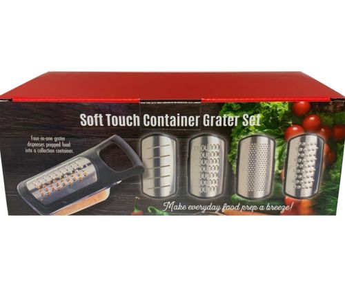 Набір терок Soft Touch Container Grater Set 4 в 1 Ручна овочерізка, мультислайсер для нарізки овочів і фруктів зі змінними насадками і контейнером