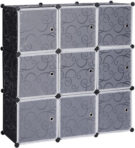 Складаний шафа органайзер для речей Storage Cube Cabinet MP-39-61 110х110х35 см Пластикова тумба на 9 секцій поличка для одягу та взуття Чорна
