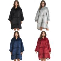 Толстовка-плед з капюшоном Huggle Hoodie Ultra Plush Blanket 2 в 1 унісекс оверсайз толстовка худі плюшевий плед з рукавами на флісі 74х110 см Чорний