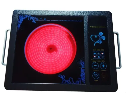 Електрична настільна інфрачервона плита Domotec MS - 5842 Ceramic на 1 конфорку 2000W, Керамічна індукційна електроплита 2000Вт 8 режимів